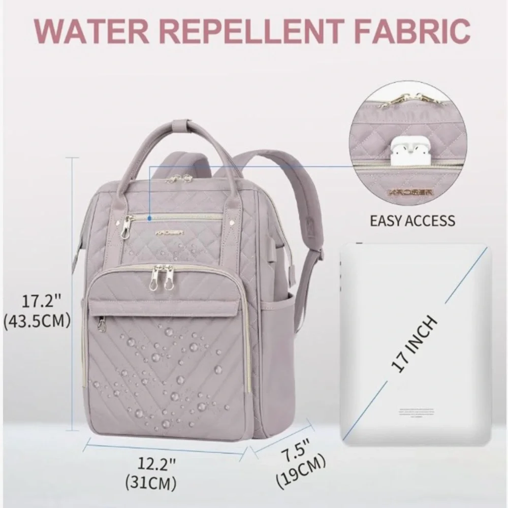 KROSER Quilted Backpack in Dusty Pink. NWT